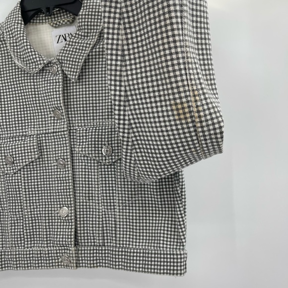 Women’s zara gingham denim jacket size small - Picture 4 of 8